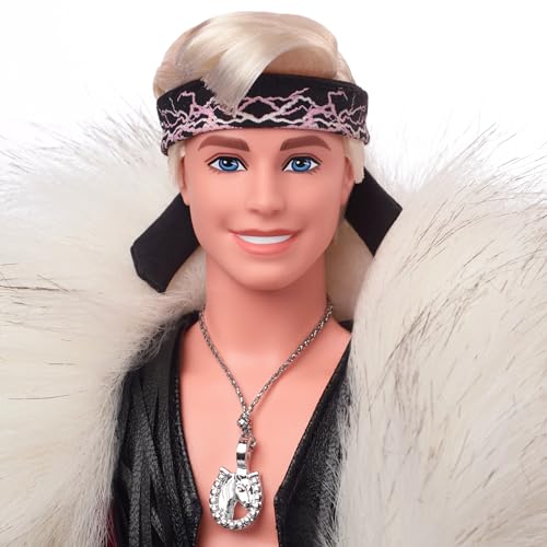 Collectible Ken Doll with Faux Fur Coat and Black Fringe Vest Y891912