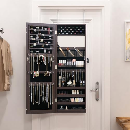 Off-White Jewelry Armoire with Mirror and 2 Drawers S670089