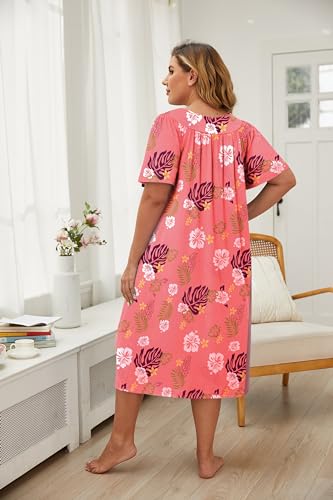 Plus Size Short Sleeve Mumu Dress with Pockets B5796