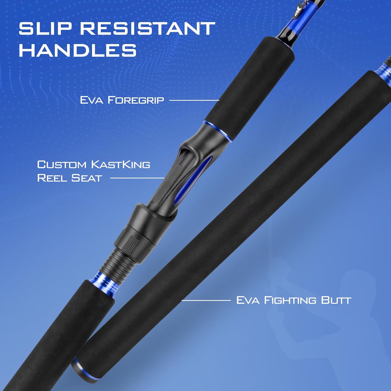 Fishing Rod and Reel Combo, IM6 Graphite 2Pc, Stainless Steel Guides with Ceramic Rings, EVA Handles Q4135