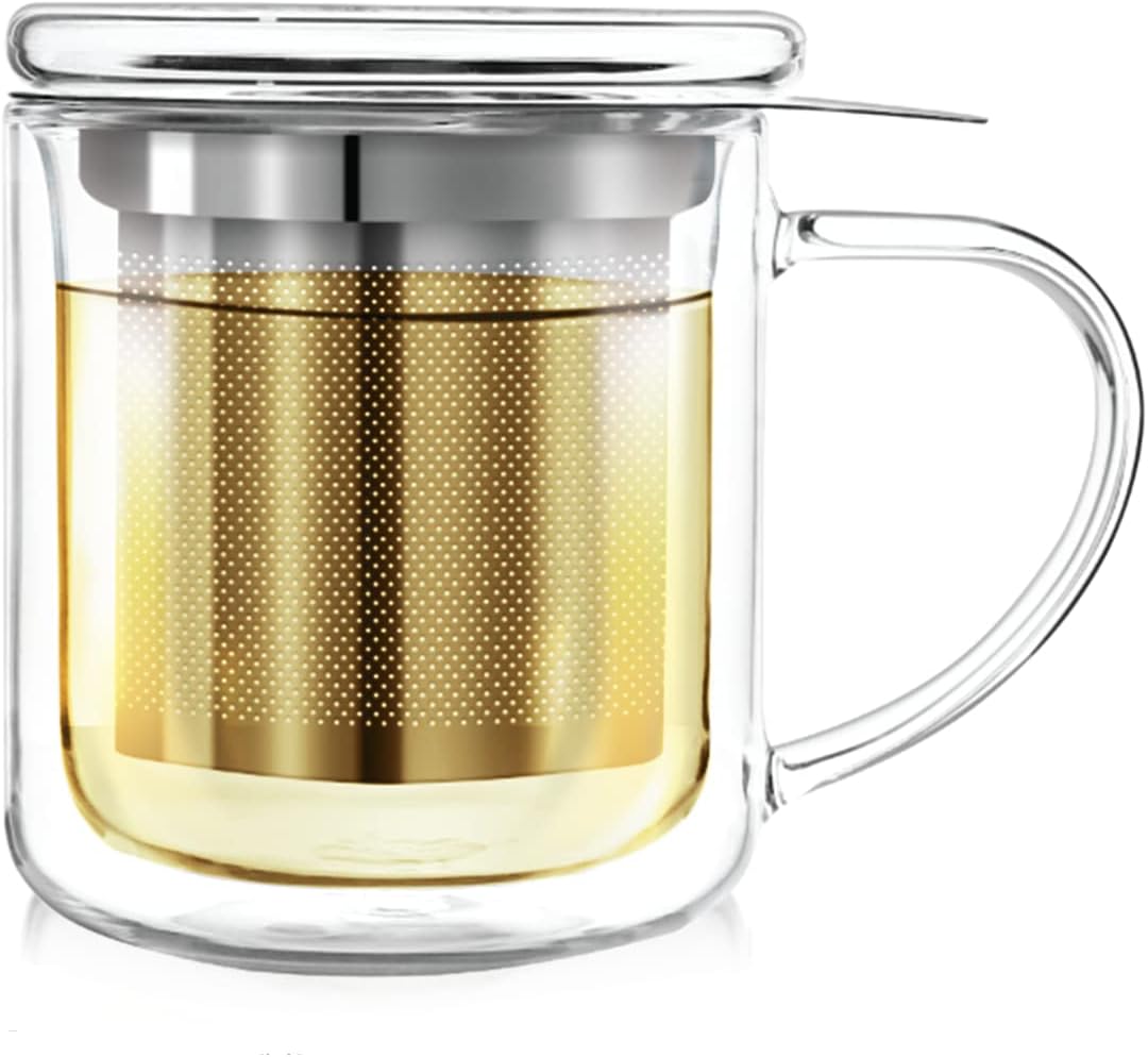 Insulated Borosilicate Glass Tea Infuser Mug (8 Oz) O203615