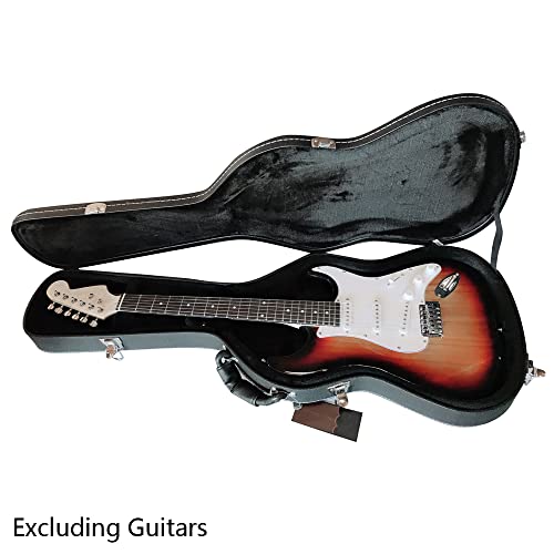 Black Wooden Hard-Shell Electric Guitar Case with Lock Latch Padding G55487