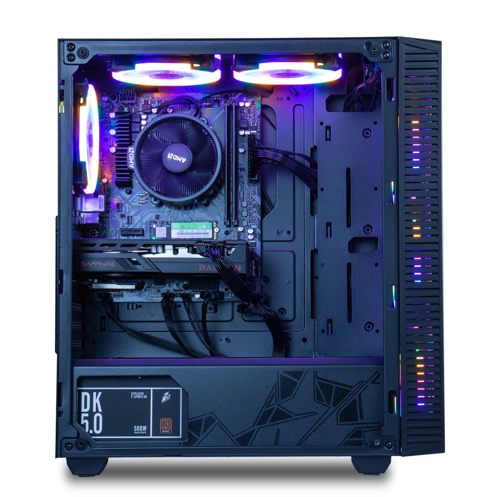 Gaming PC Desktop Computer, AMD Ryzen 5 4500 3.6GHz, RX6600, 16GB DDR4, 500GB NVME SSD, 6 RGB Fans P606608