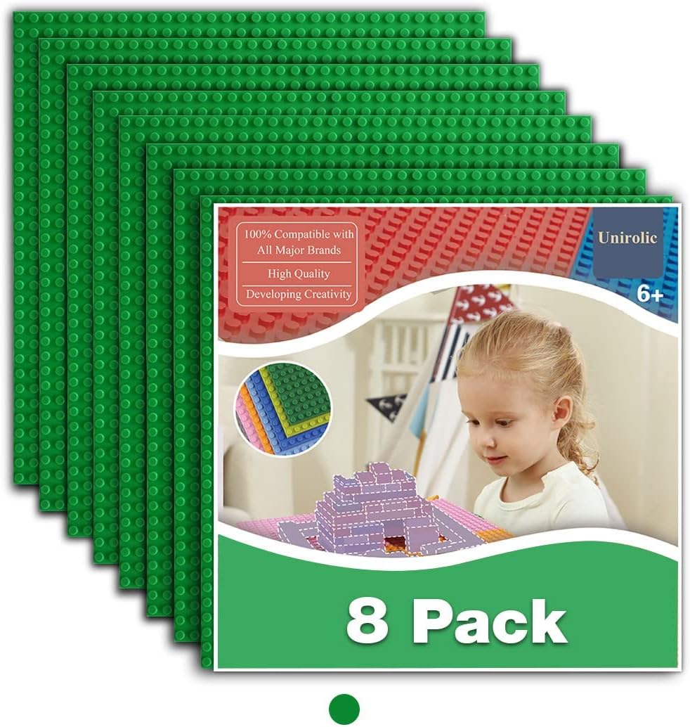 1546 Pieces Basic Building Blocks with Wheels and 8 Pack of Blue Baseplate T1450