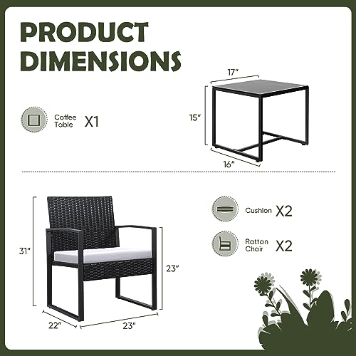 3 Piece Patio Set with Coffee Table and Cushion A379