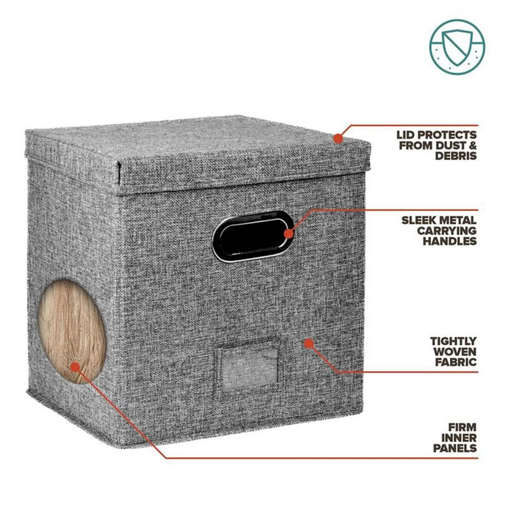 Vinyl Record Storage Box with Lid and Handles A5232