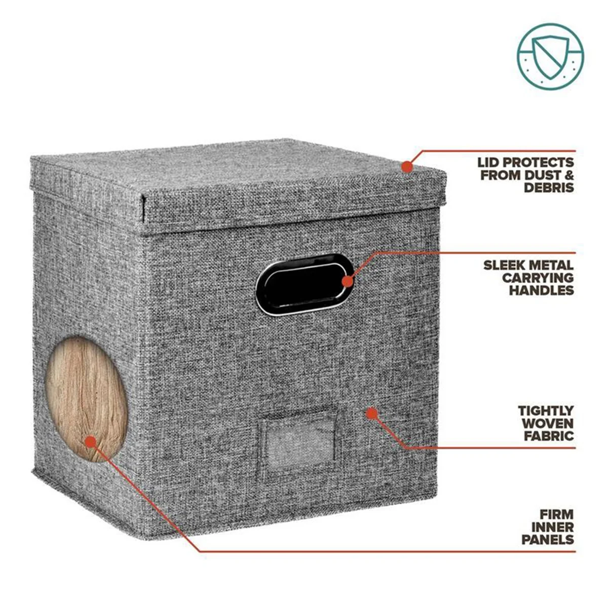 Vinyl Record Storage Box with Lid and Handles A5232