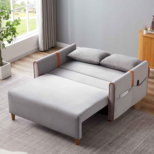 Black Velvet Convertible Sofa Bed with Storage X3326