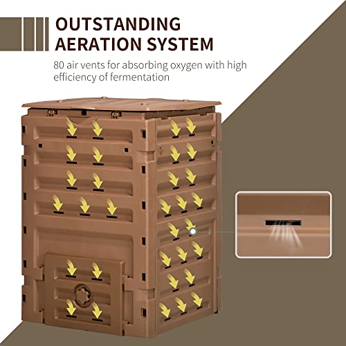 120 Gallon BPA Free Garden Compost Bin with Vents and Sliding Doors, Black X2741