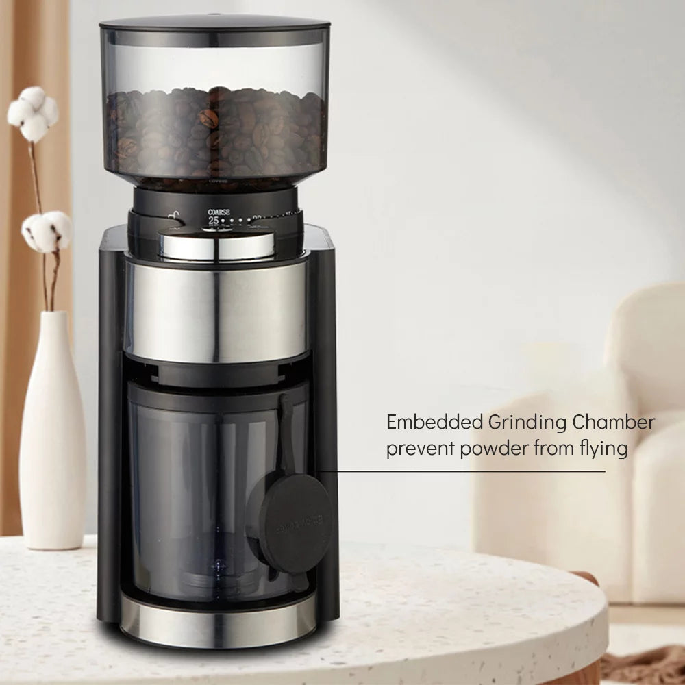 Black Electric Burr Grinder for Coffee Beans 25 Grind Settings 2-12 Cups Capacity X7099