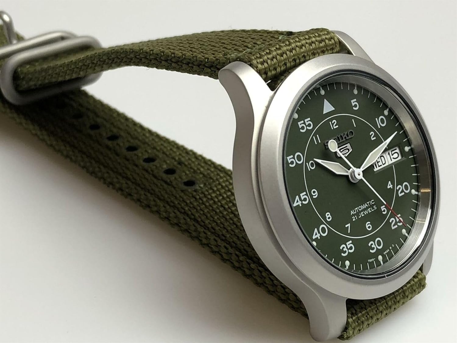 Green Canvas Stainless Steel Automatic Watch B1053