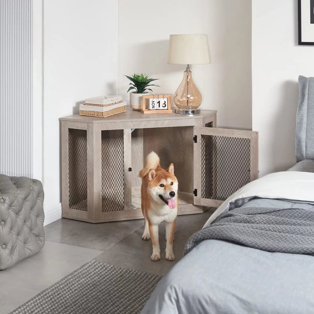 Medium Corner Dog Crate - Weathered Grey U9775