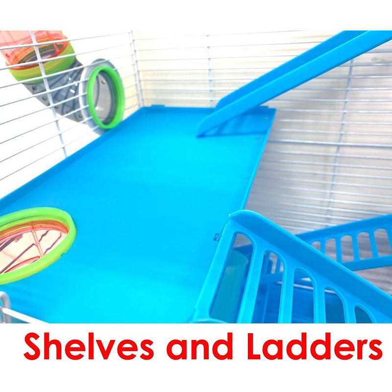 2 Levels Hamster Habitat Rodent Cage (Blue) B215575