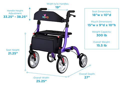 Red Rollator Walker with 10" & 8" Wheels F663385
