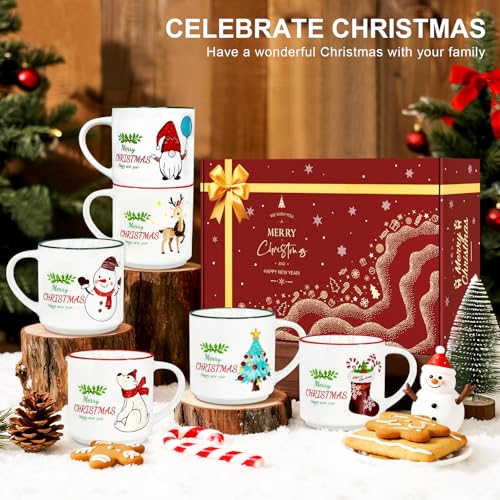 14oz Ceramic Coffee Mugs Set of 6 U623