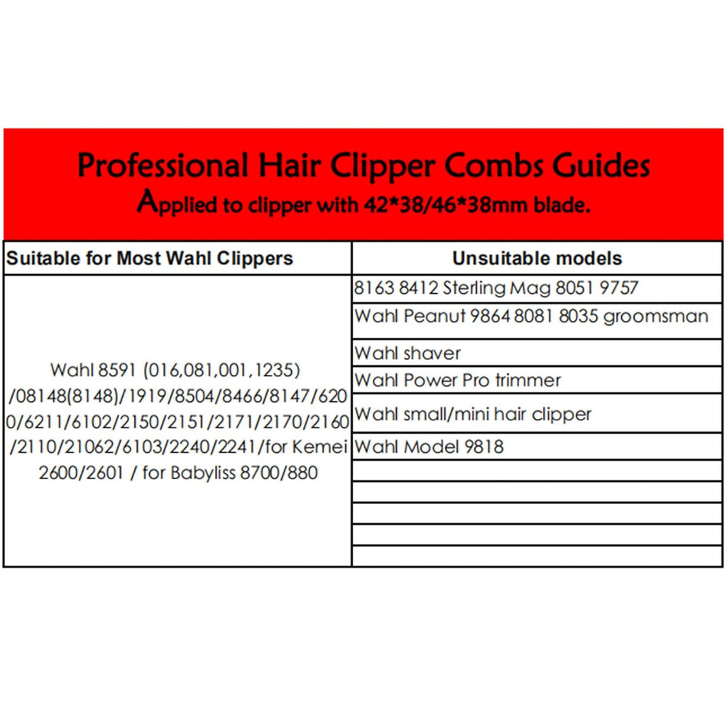 8 Pcs Black Hair Clipper Combs Guides Set D6996