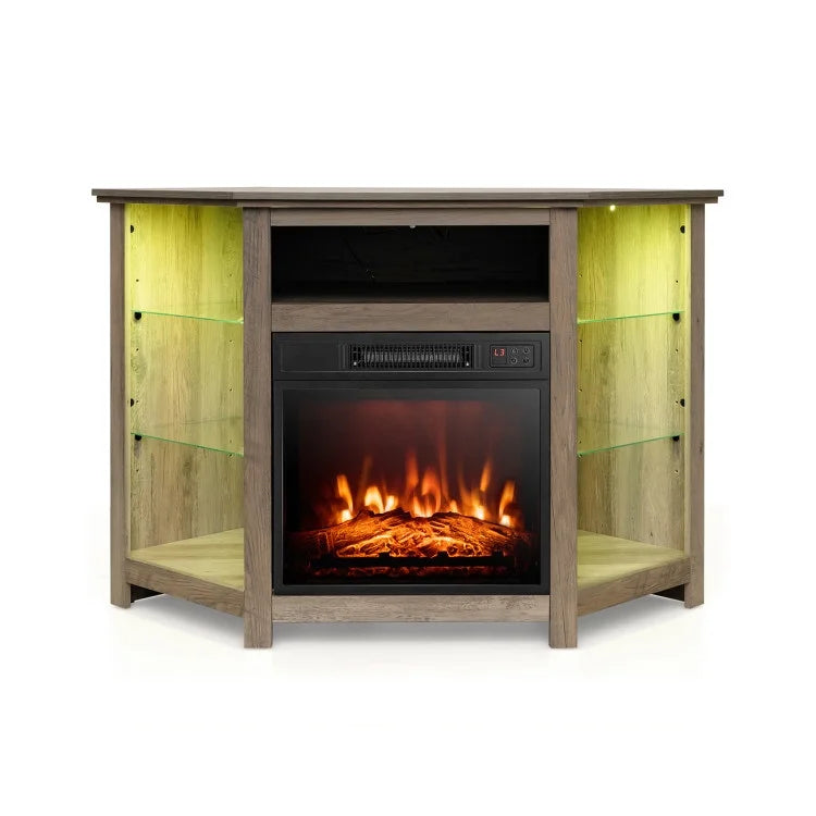 67.0 Corner TV Stand with Electric Fireplace T421