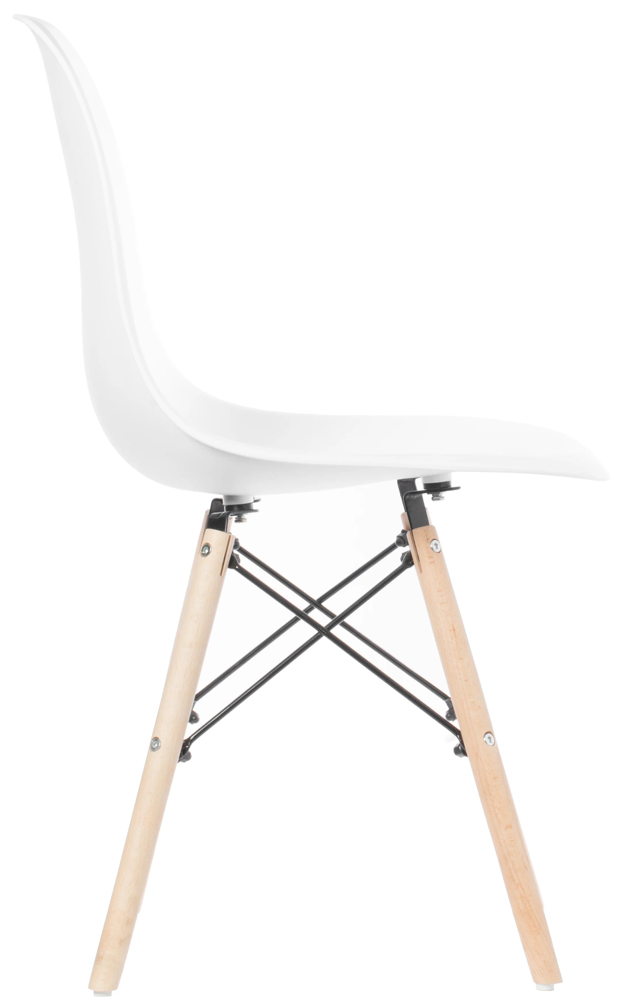 White Plastic Dining Chair with Solid Beech Wood Legs B922