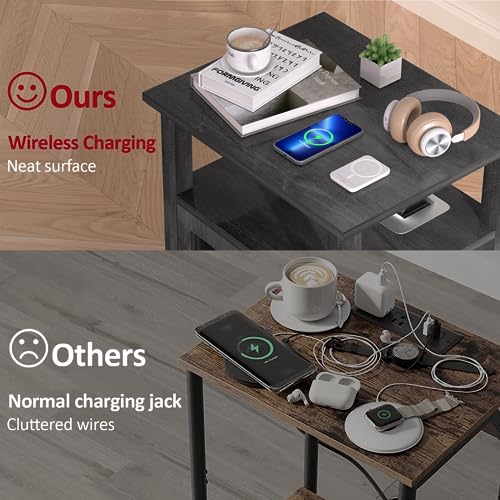 White Nightstand with Charging Station and Adjustable Shelf H755260