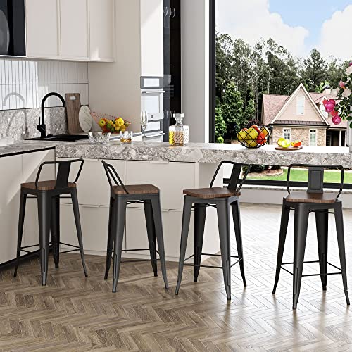 30 Inch Set of 4 Swivel Counter Height Metal Bar Stools Q2021