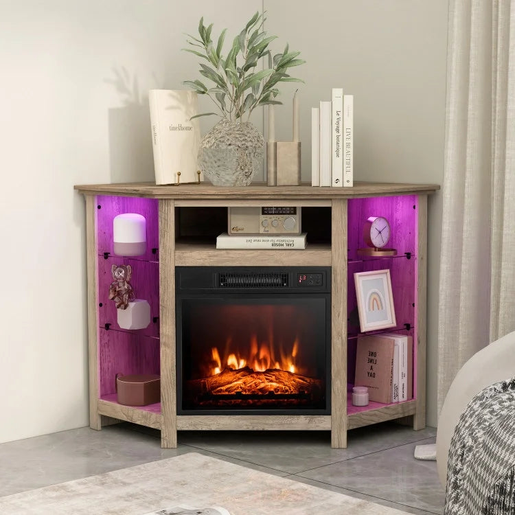 67.0 Corner TV Stand with Electric Fireplace T421