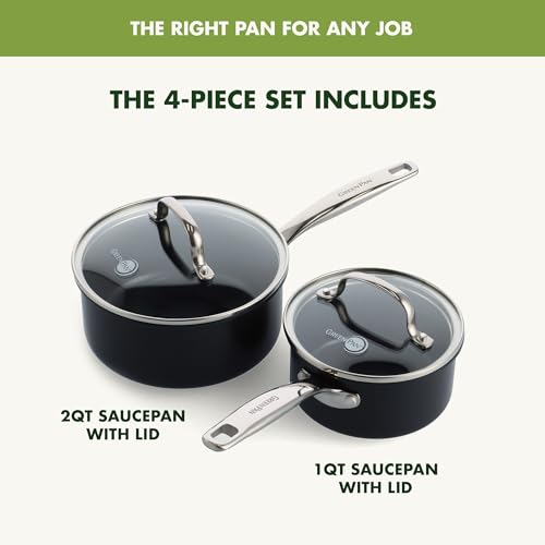 Black 3QT Hard Anodized Ceramic Nonstick Saucepan Pot with Lid U385566