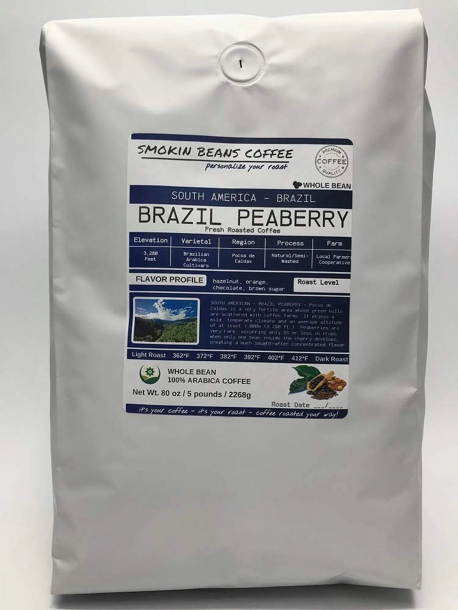 Brazil Peaberry Roasted Coffee Whole Bean H888420