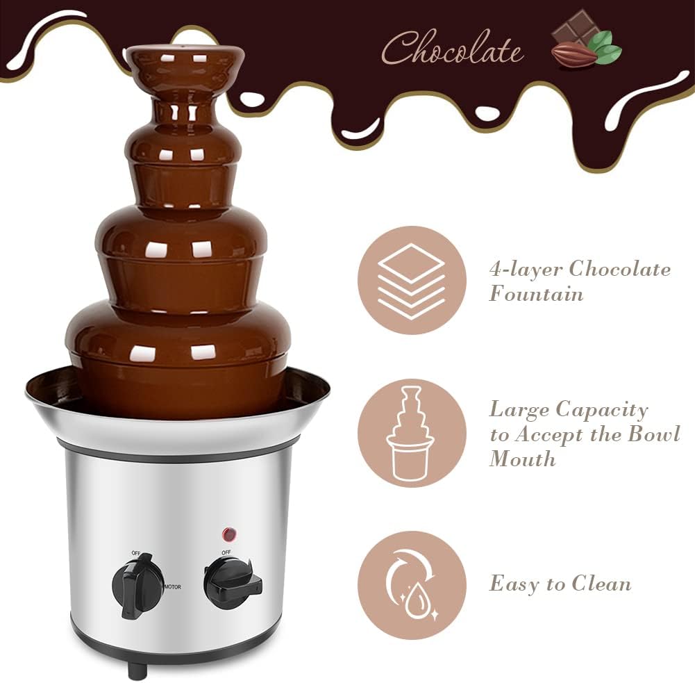 4 Tier Electric Stainless Chocolate Fondue Fountain D457355
