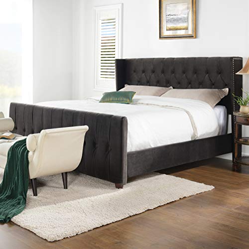 Silver Gray Queen Size Upholstered Bed Frame W62225