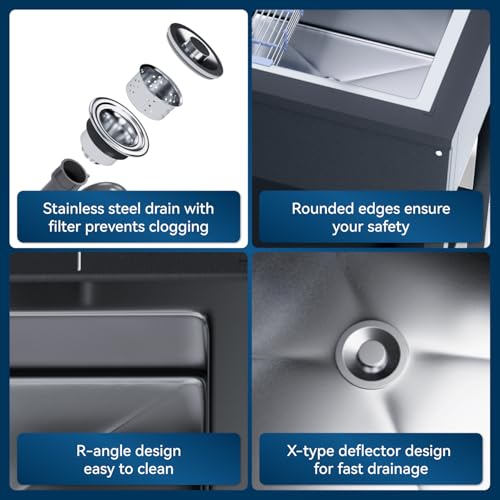 36" Stainless Steel Freestanding Utility Sink with Drawer P952