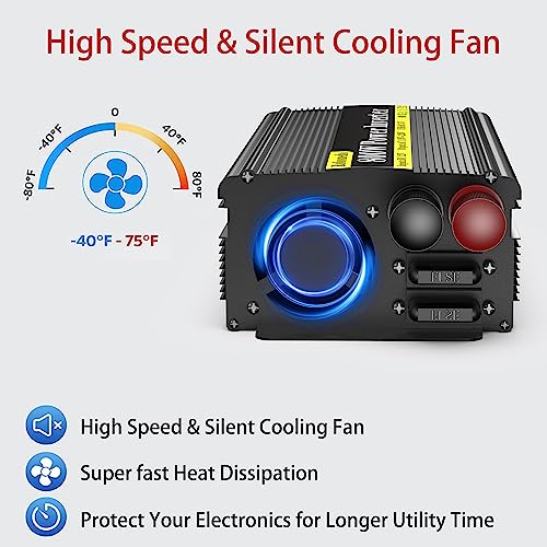 800 Watt DC 12v to 110v AC Car Power Inverter with 2 AC Outlets and 2.4A USB Ports X97852