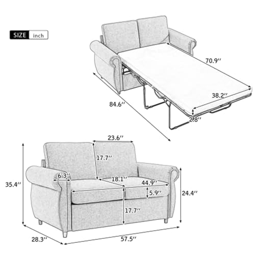 Gray Convertible Sleeper Sofa with Twin Size Memory Mattress U193133