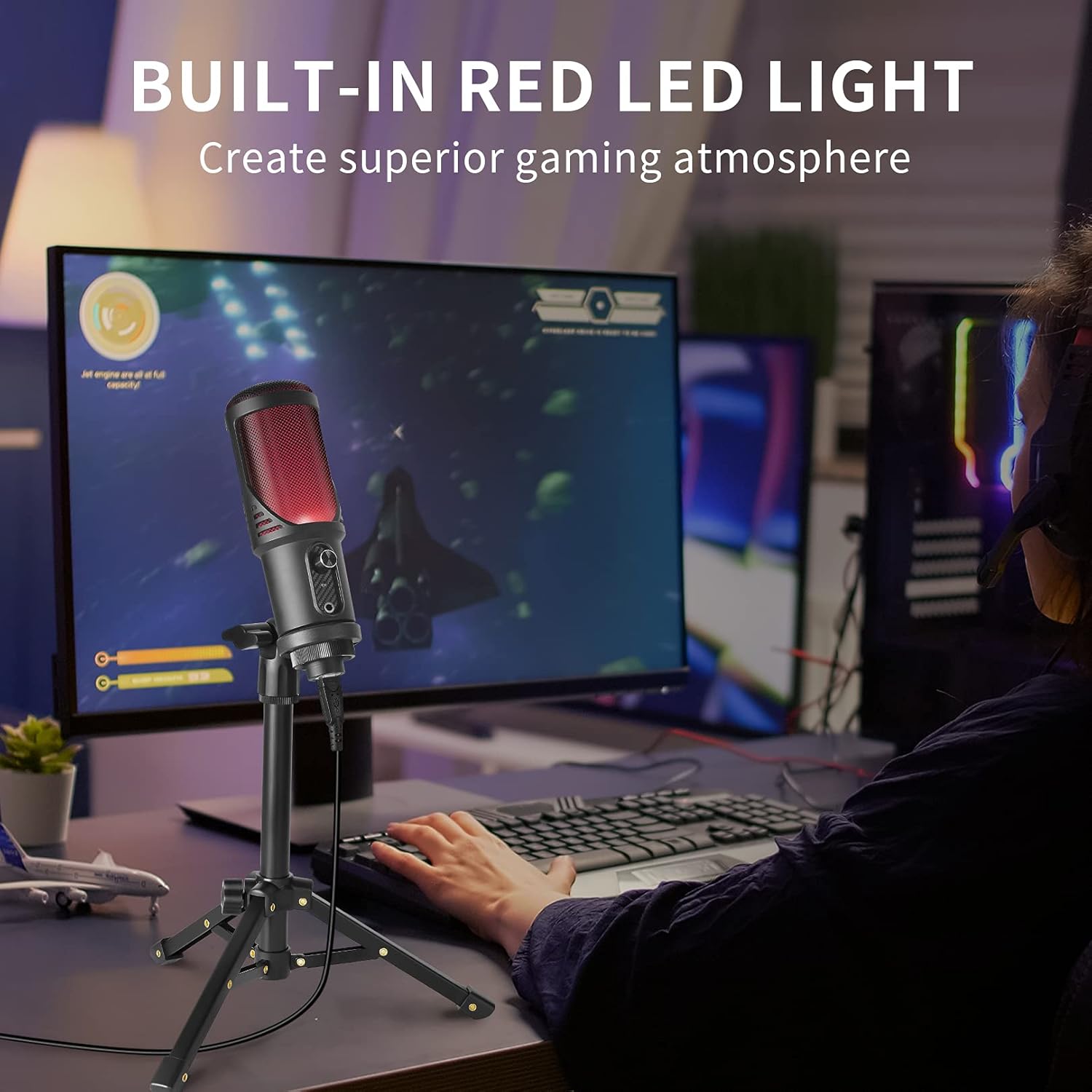 Red LED USB Condenser Microphone, Cardioid, Pack of 2 M974896