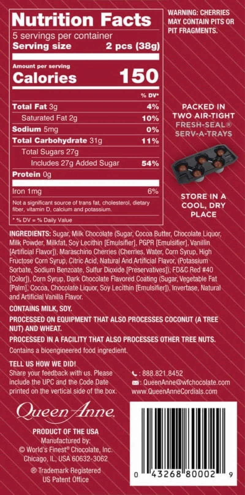 Milk Chocolate Covered Cordial Cherries 3.3oz 4 Packs Q353471