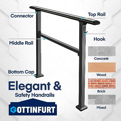 3-Step Stair Handrail with Hook and Installation Kit S837