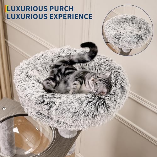 66.9-Inch Grey Cat Tree with Litter Box Enclosure O836