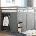 Gray Wooden Loft Bed with Storage Space G307