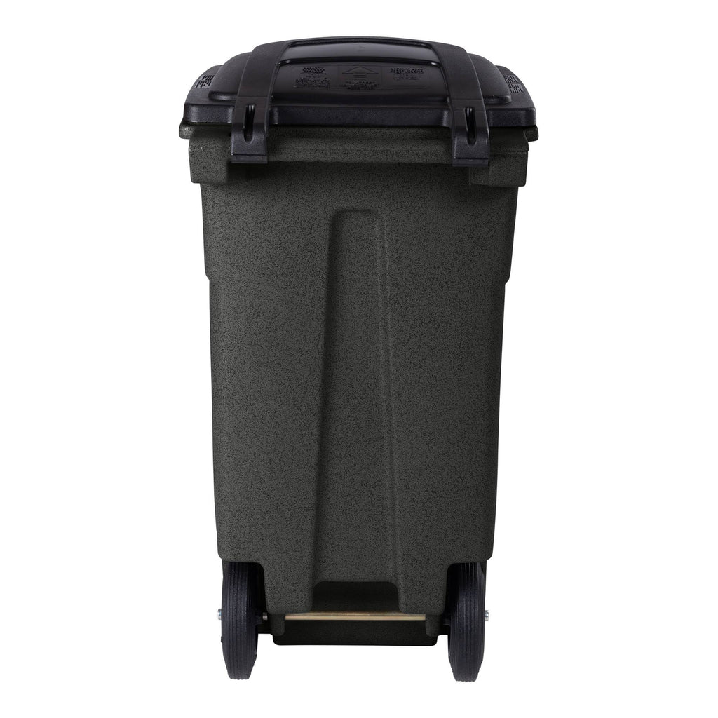32 gal Black Trash Can with Attached Lid X833917