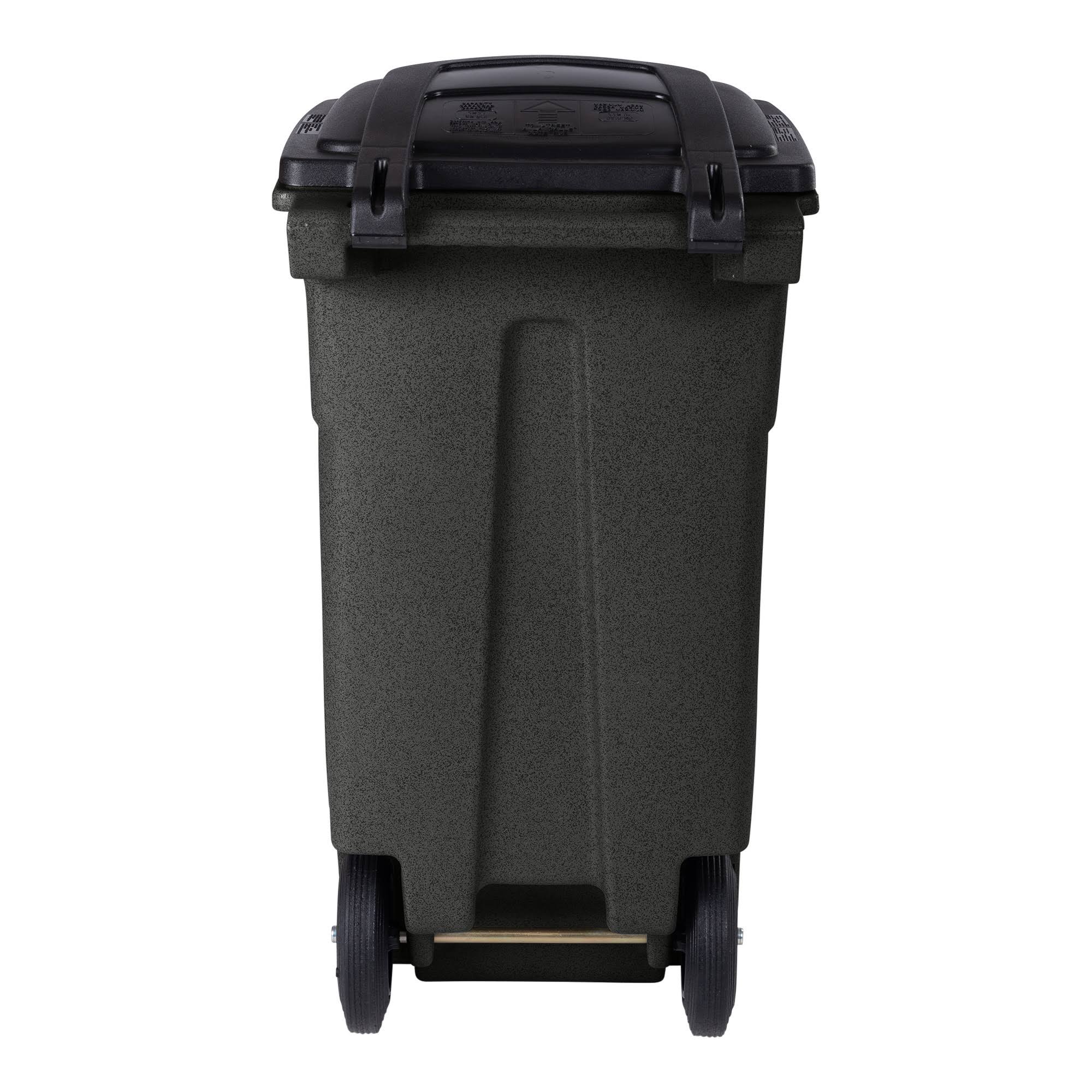 32 gal Black Trash Can with Attached Lid X833917
