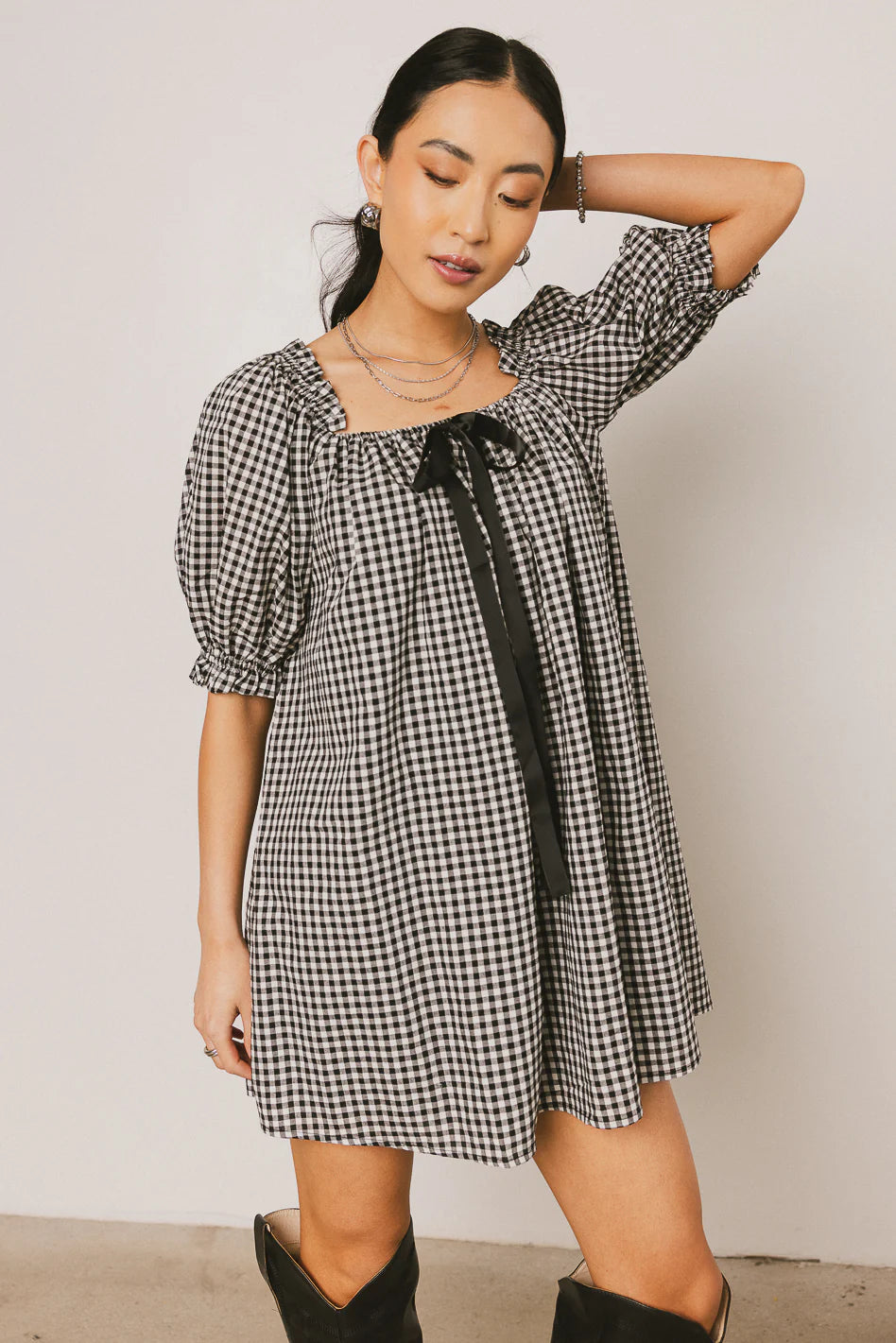 Black Gingham Mini Dress R58280