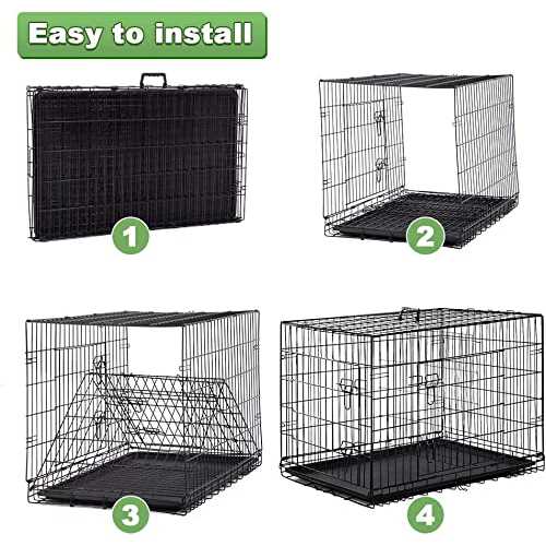 24,30,36,42,48 Inch Folding Metal Wire Dog Crate with Double-Door A7847