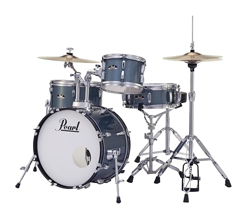 4-Piece Drum Set with Cymbals and Stands Charcoal Metallic S591921