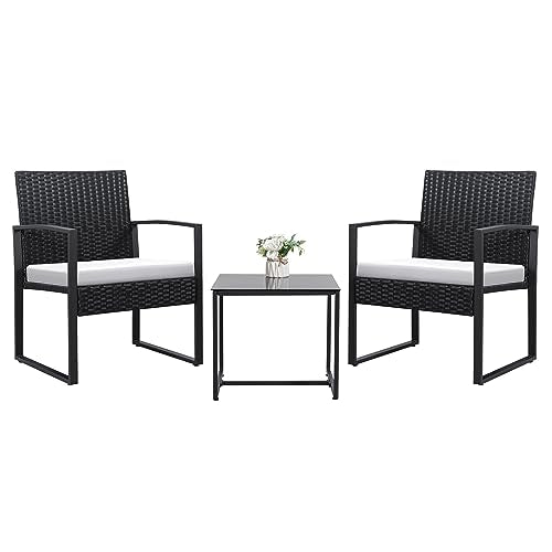 3 Piece Patio Set with Coffee Table and Cushion A379