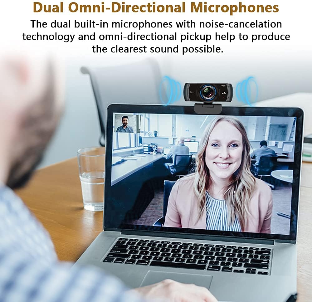 1080P 60FPS Webcam with Microphone and Dual Noise Reduction Mics Q2050