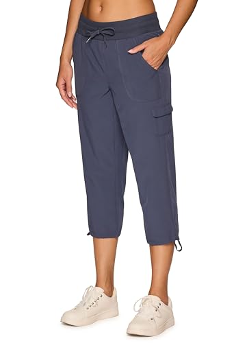 Women's Cargo Capri Pant with Pockets Lightweight Woven with Drawstring Q6634