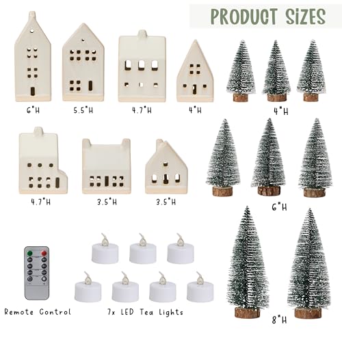 23 Pcs Christmas Village Set with Remote LED Tea Lights Q3619
