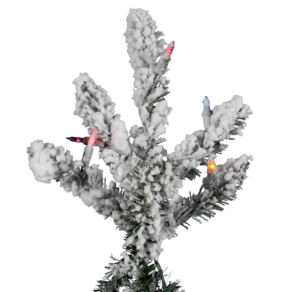 7.5 ft Flocked Utica Tree with 850 Multicolor Lights V994386