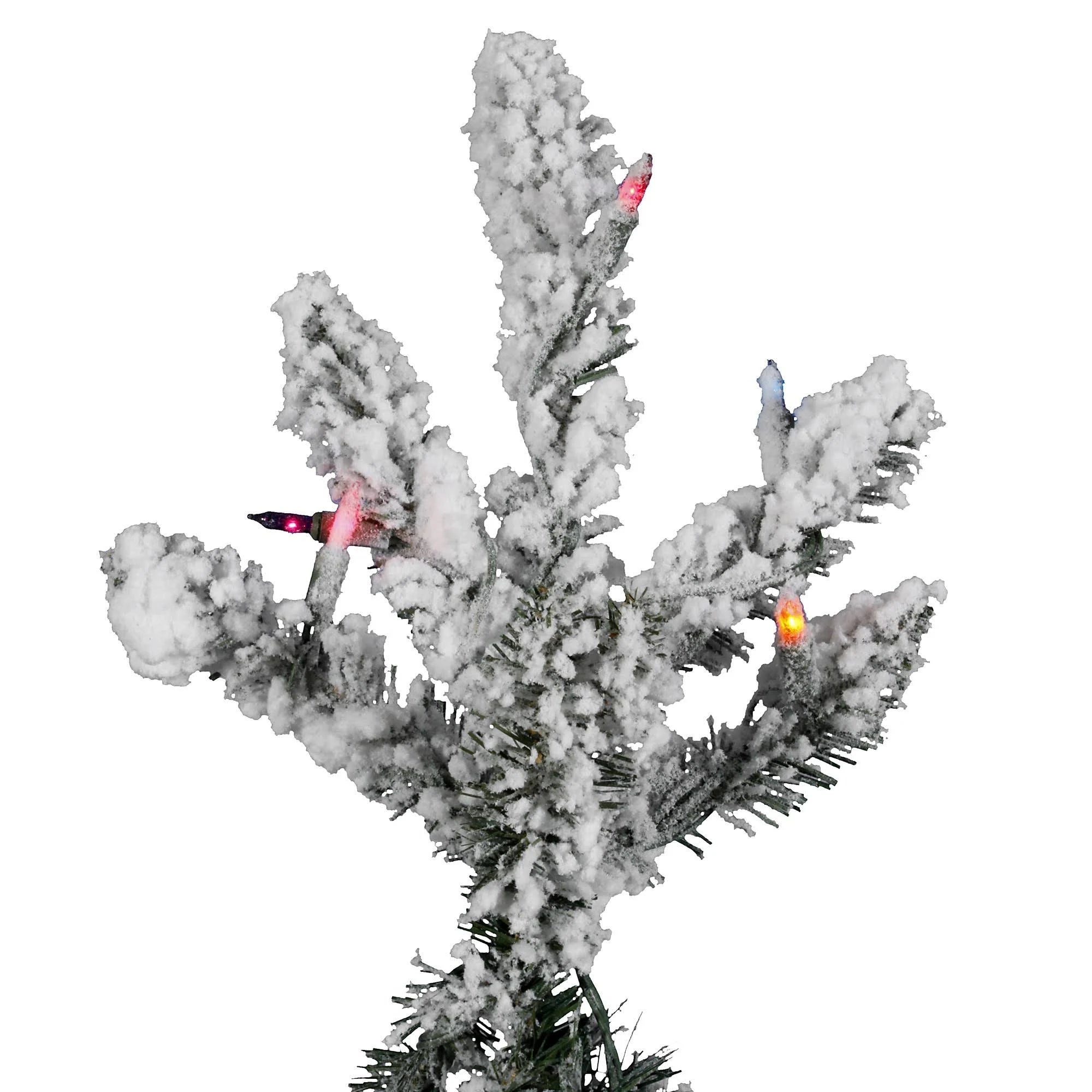 7.5 ft Flocked Utica Tree with 850 Multicolor Lights V994386