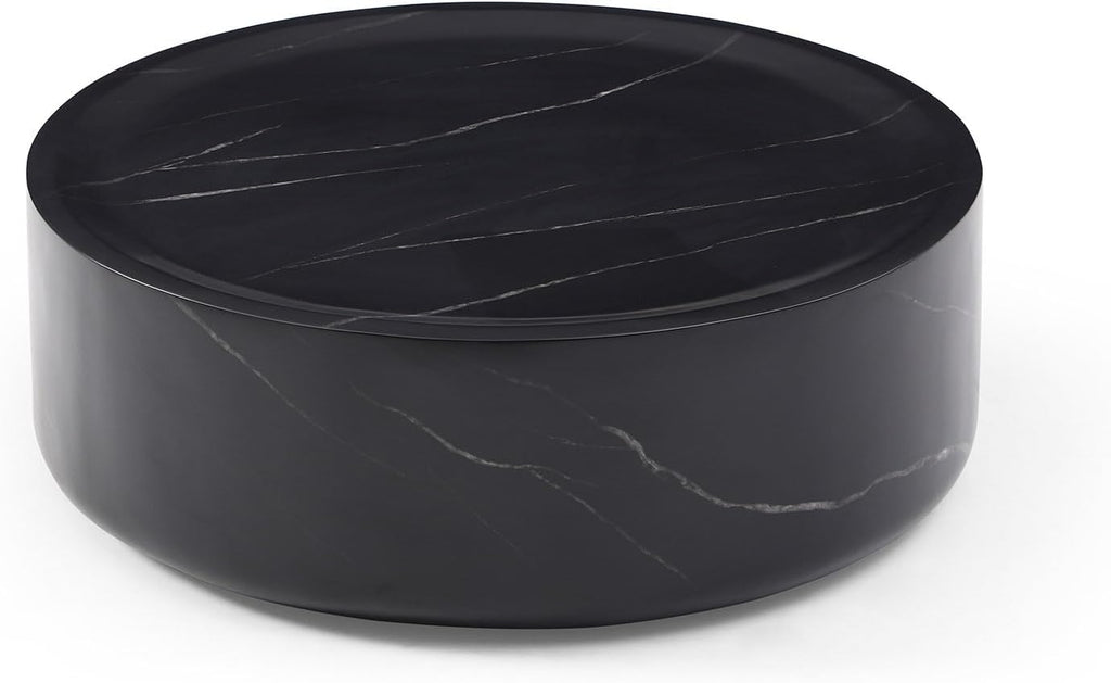 Black Faux Marble Round Coffee Table D41319
