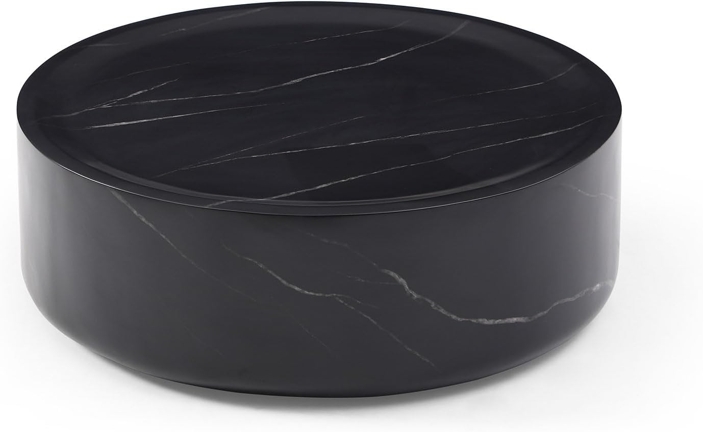 Black Faux Marble Round Coffee Table D41319